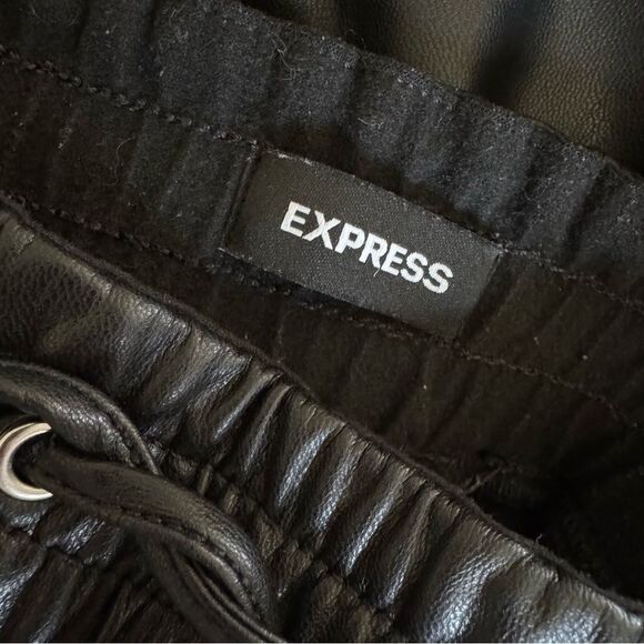 Express Black Faux Vegan Leather Jogger Pull On Pants Size Small - Picture 8 of 11